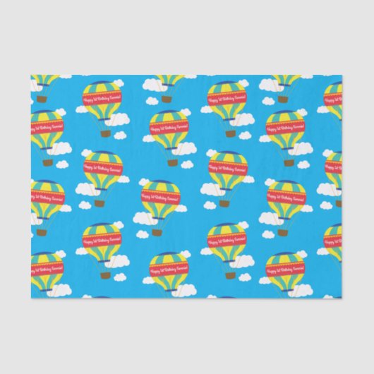 熱気球かわいいカラフル第1誕生日パーティー 薄葉紙 (正面)