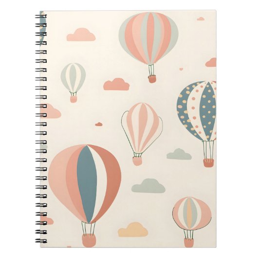 熱気球かわいいクロードパターン ノートブック (正面)