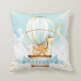 熱気球かわいい動物の少年子供部屋デコール クッション