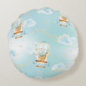 熱気球かわいい動物の少年子供部屋デコール ラウンドクッション (裏面)