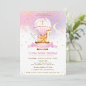 熱気球かわいい動物バプテスマ《キリスト教》洗礼式や命名式 招待状 (スタンド正面)