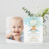 熱気球かわいい動物バプテスマ《キリスト教》洗礼式や命名式 招待状 (スタンド正面)