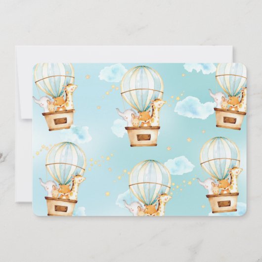 熱気球かわいい動物バプテスマ《キリスト教》洗礼式や命名式 招待状 (裏面)