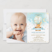 熱気球かわいい動物バプテスマ《キリスト教》洗礼式や命名式 招待状 (正面)