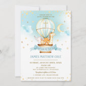 熱気球かわいい動物バプテスマ《キリスト教》洗礼式や命名式 招待状 (正面)