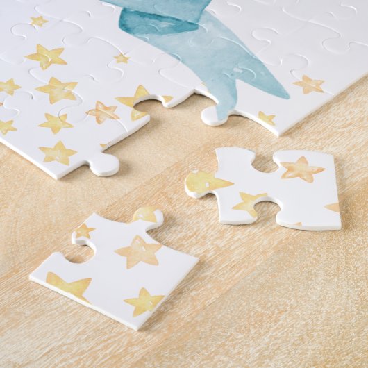 熱気球かわいい動物パーソナライズされたたち ジグソーパズル (側面)