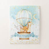 熱気球かわいい動物パーソナライズされたたち ジグソーパズル (縦)
