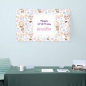 熱気球かわいい水の色パターン誕生日 横断幕 (トレードショー)