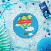 熱気球かわいい1カラフル歳の誕生日パーティー ペーパープレート (パーティー)