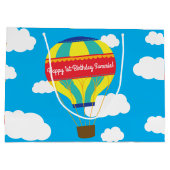 熱気球かわいい1カラフル歳の誕生日パーティー ラージペーパーバッグ (裏面)