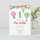 熱気球が最初の誕生日の少女に旗を立てる 招待状 (スタンド正面)