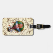 熱気球が〔占星術の〕十二宮図空に浮かぶパーソナライズ ラゲッジタグ (正面横)