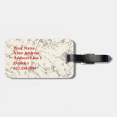 熱気球が〔占星術の〕十二宮図空に浮かぶパーソナライズ ラゲッジタグ (裏面横)