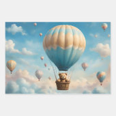 熱気球でクマのぬいぐるみ ラッピングペーパーシート (正面3)