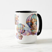 熱気球で愛らしい水彩子猫 マグカップ (正面右)