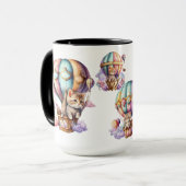 熱気球で愛らしい水彩子猫 マグカップ (正面左)