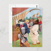 熱気球で飛ぶクマ ポストカード (正面/裏面)