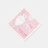 熱気球で鳥を愛するピンク結婚ズ スタンダードカクテルナプキン (角)