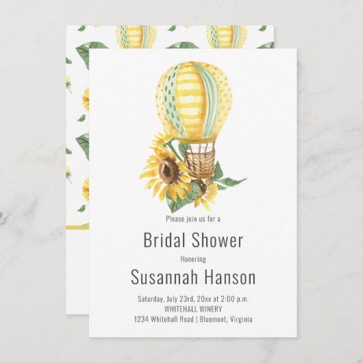 熱気球とひまわりブライダルシャワー カード (正面/裏面)