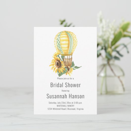熱気球とひまわりブライダルシャワー カード (スタンド正面)