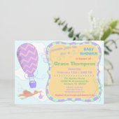 熱気球とストーク（ベビーシャワー付き）招待状 招待状 (スタンド正面)