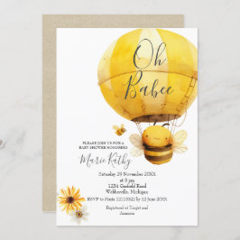 熱気球とビーデイジーベビーシャワー 招待状