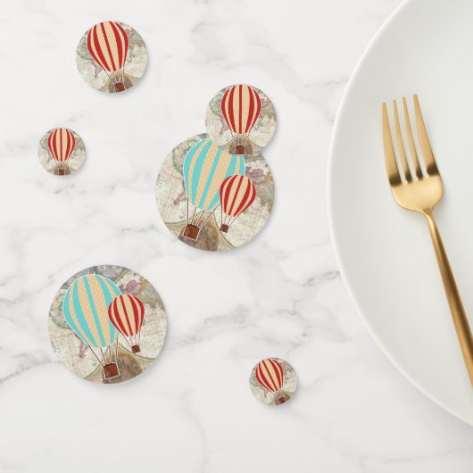 熱気球とヴィンテージ世界地図 コンフェッティ (グループ)