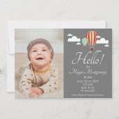 熱気球と世界地図の誕生のお知らせ 招待状 (正面)