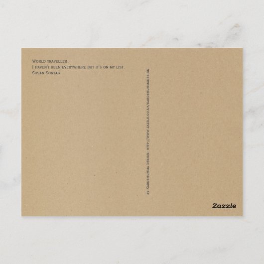 熱気球と山を持つ世界旅行者 ポストカード (裏面)