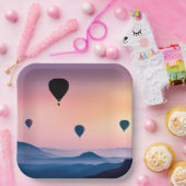 熱気球と山 ペーパープレート (パーティー)