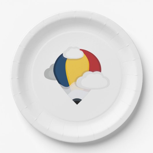 熱気球と鉛筆 ペーパープレート (正面)