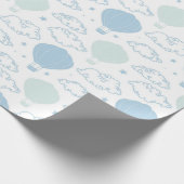 熱気球と雲の赤ちゃんシャワーパターン ラッピングペーパー (角)