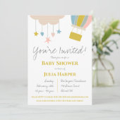 熱気球と雲の赤ちゃん男女兼用シャワー 招待状 (スタンド正面)