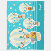 . .熱気球に飛んでいるうっとりするかわいいジャングル動物 フリースブランケット (正面)