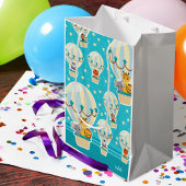 . .熱気球に飛んでいるうっとりするかわいいジャングル動物 ミディアムペーパーバッグ