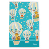 . .熱気球に飛んでいるうっとりするかわいいジャングル動物 ミディアムペーパーバッグ (正面)