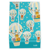 . .熱気球に飛んでいるうっとりするかわいいジャングル動物 ミディアムペーパーバッグ (裏面)