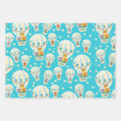 . .熱気球に飛んでいるうっとりするかわいいジャングル動物 ラッピングペーパーシート (正面3)