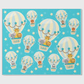 . .熱気球に飛んでいるうっとりするかわいいジャングル動物 ラッピングペーパー (フラット)