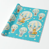 . .熱気球に飛んでいるうっとりするかわいいジャングル動物 ラッピングペーパー (アンロールド)