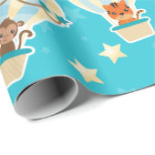 . .熱気球に飛んでいるうっとりするかわいいジャングル動物 ラッピングペーパー (ロールコーナー)