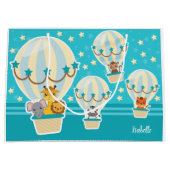 . .熱気球に飛んでいるうっとりするかわいいジャングル動物 ラージペーパーバッグ (正面)