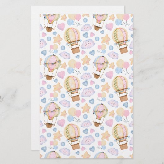 熱気球のお洒落水色パターン (正面/裏面)