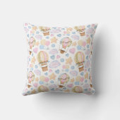 熱気球のお洒落水色パターン クッション (裏面)