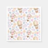 熱気球のお洒落水色パターン スタンダードカクテルナプキン (正面)