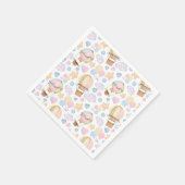 熱気球のお洒落水色パターン スタンダードカクテルナプキン (角)