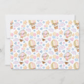 熱気球のお洒落水色パターン セーブザデート (裏面)