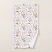 熱気球のお洒落水色パターン バスタオルセット (ハンドタオル)