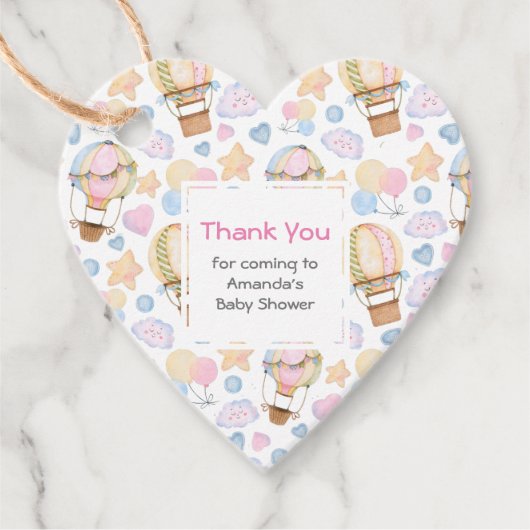 熱気球のお洒落水色パターン フェイバータグ (正面)