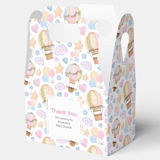 熱気球のお洒落水色パターン フェイバーボックス (オープン)